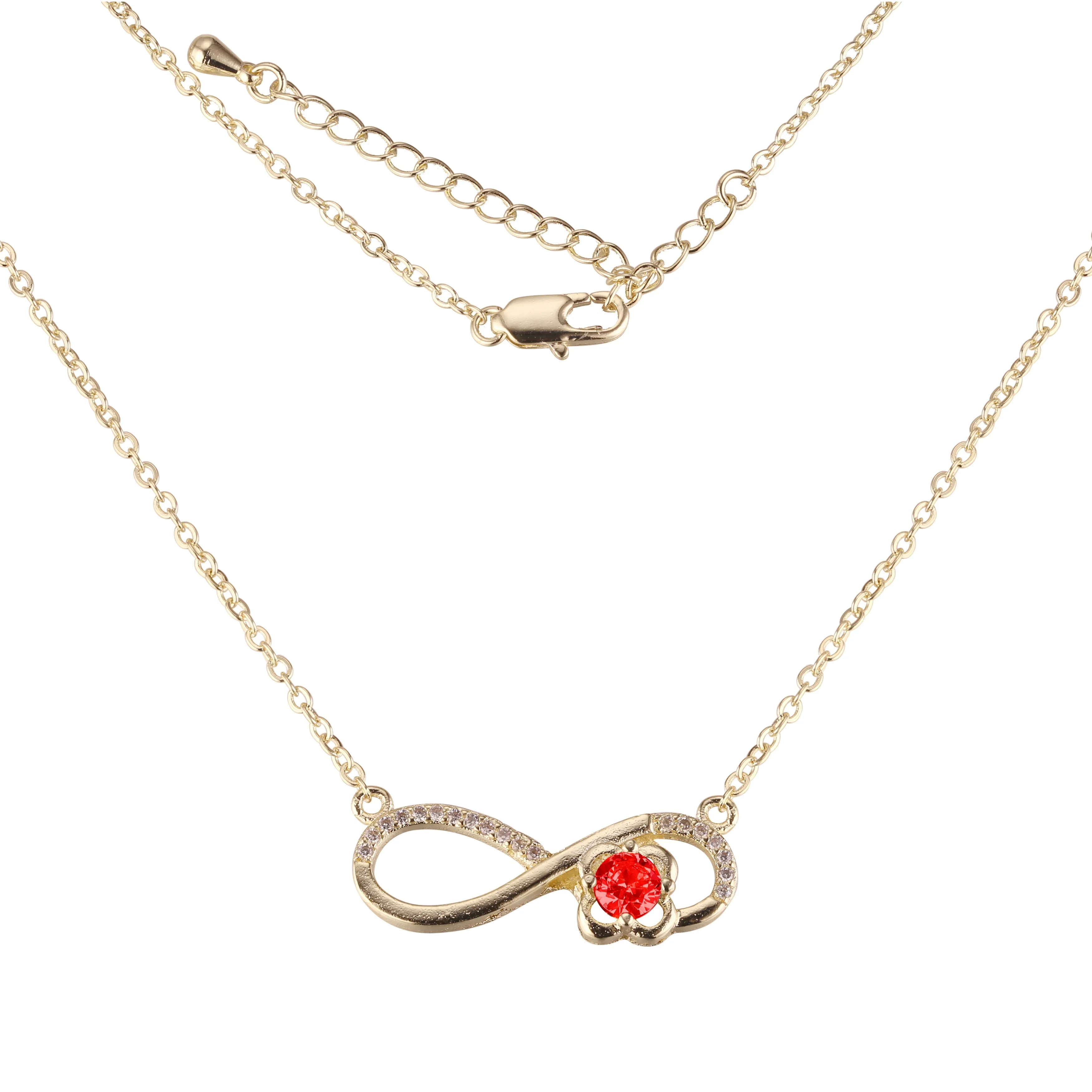Solitaire cubic zirconia ZC Infinity 8 Necklace plated in 14K Gold, White Gold