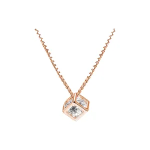 Solitaire white CZ Rose Gold pendant necklace