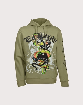 Spandex - incorporated fashion Ed Hardy Panther Snake Olive Hoodie Hip - hop fashion