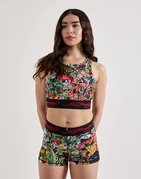 Spandex - incorporated fashion Ed Hardy Tattoo Collage Fitted Tank Top Fashion bloggers' picks