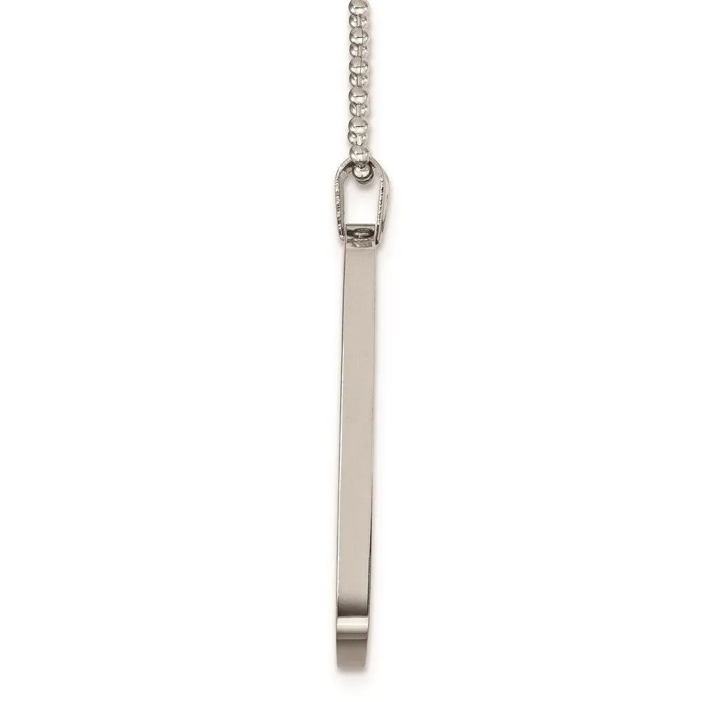 Stainless Steel Brushed & Polished Rounded Edge 4mm Thick Dog Tag Necklace