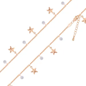 Star link anklet plated in 14K Gold, Rose Gold
