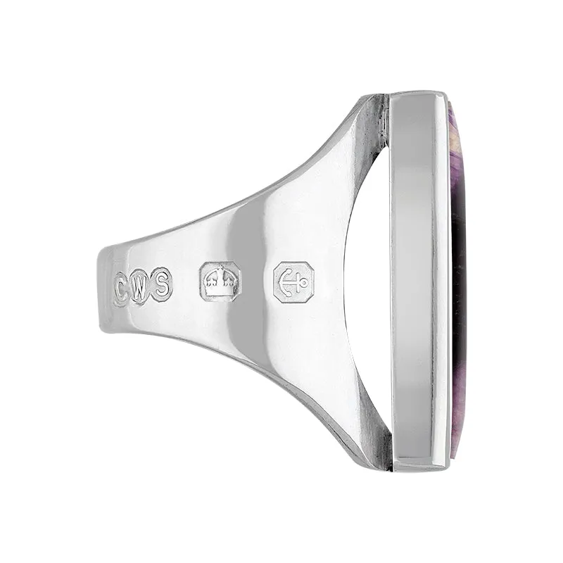 Sterling Silver Blue John Hallmark Medium Oblong Ring