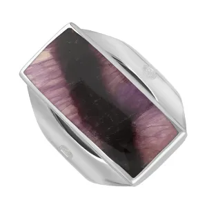 Sterling Silver Blue John Hallmark Medium Oblong Ring