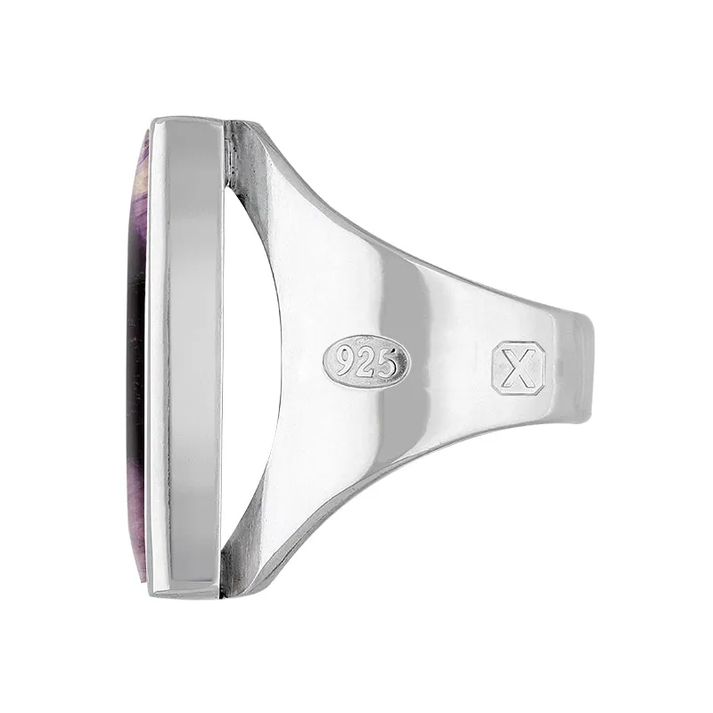 Sterling Silver Blue John Hallmark Medium Oblong Ring