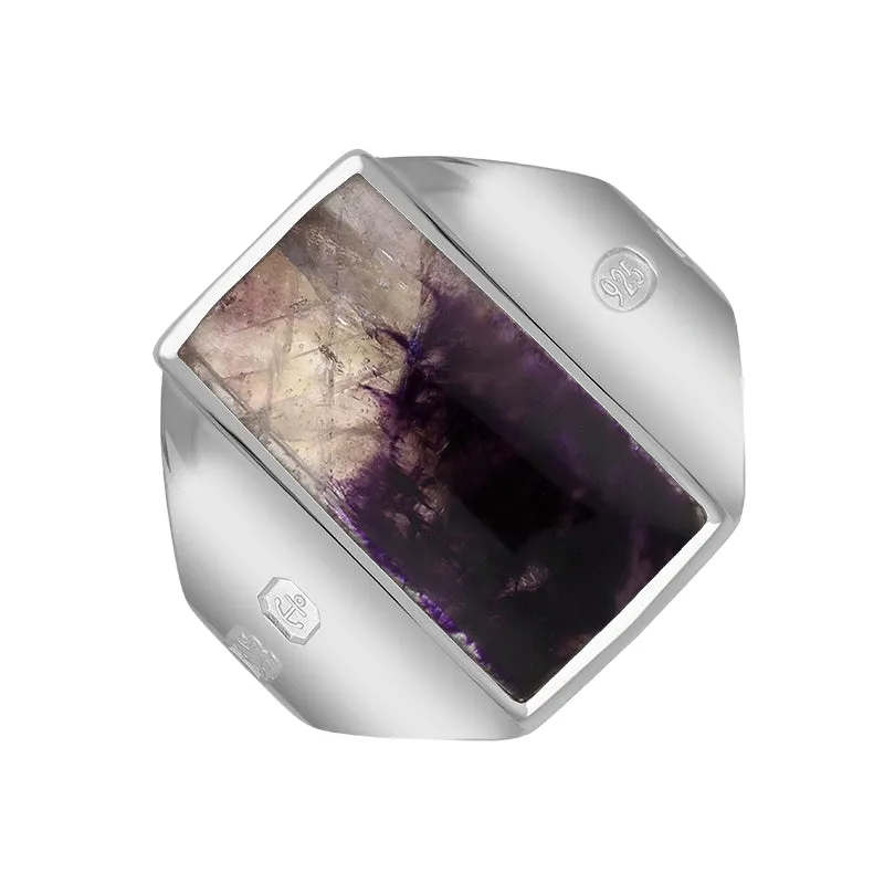 Sterling Silver Blue John Hallmark Small Oblong Ring