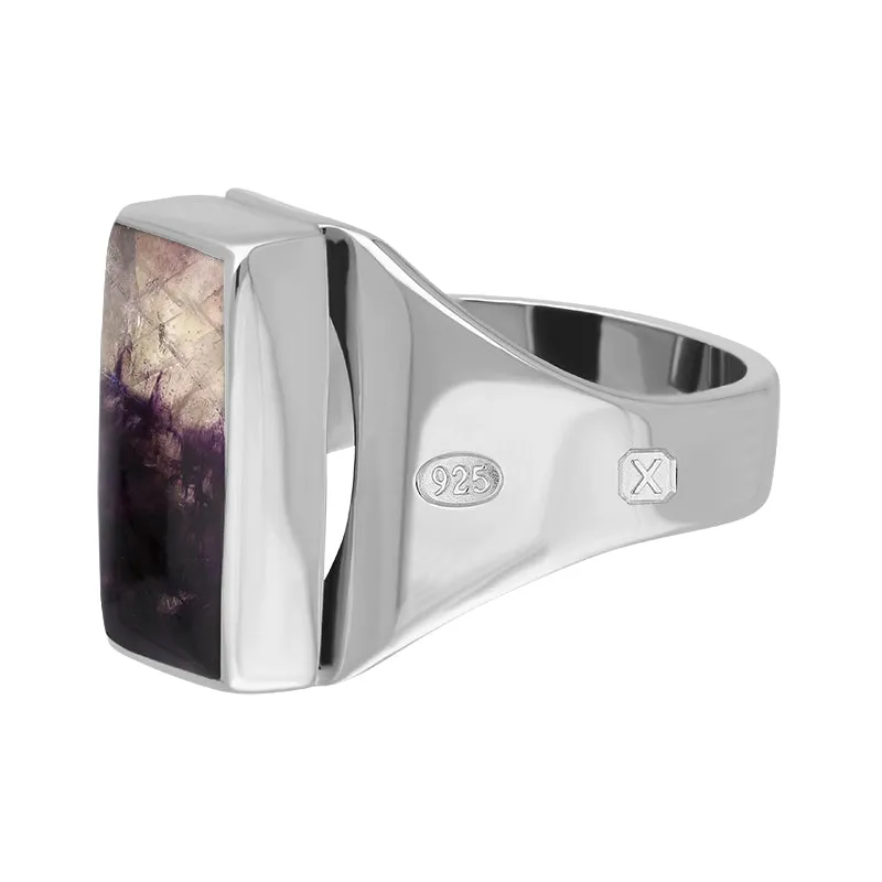 Sterling Silver Blue John Hallmark Small Oblong Ring