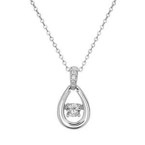Sterling Silver Center Dancing CZ Pendant chain