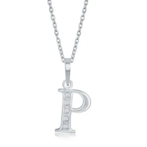 Sterling Silver Diamond "P" Initial Pendant Chain