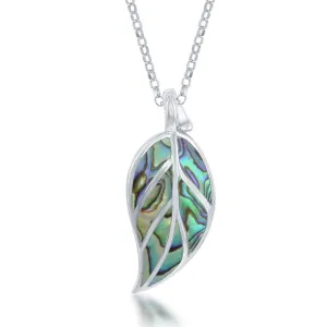 Sterling Silver Large Abalone Leaf Pendant Chain
