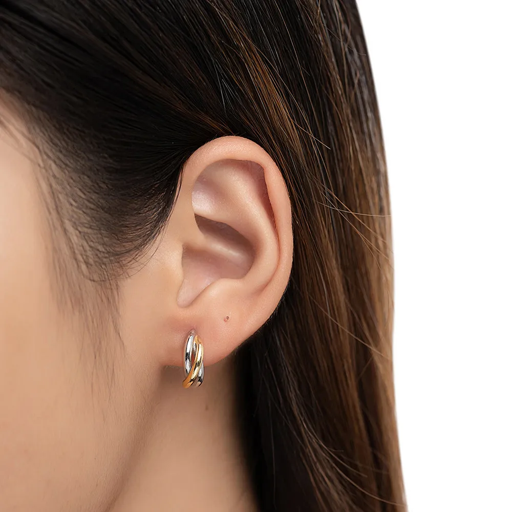 Sterling Silver Three Shade Hoop Earrings