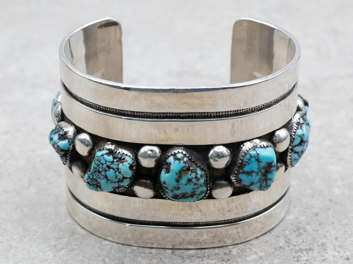 Sterling Silver Turquoise Cuff Bracelet Designed by Frank Patania Sr. of The Thunderbird Shop
