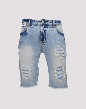 Suede - finished fashion Grindhouse Rip N Tear Blue Denim Shorts Activewear gear