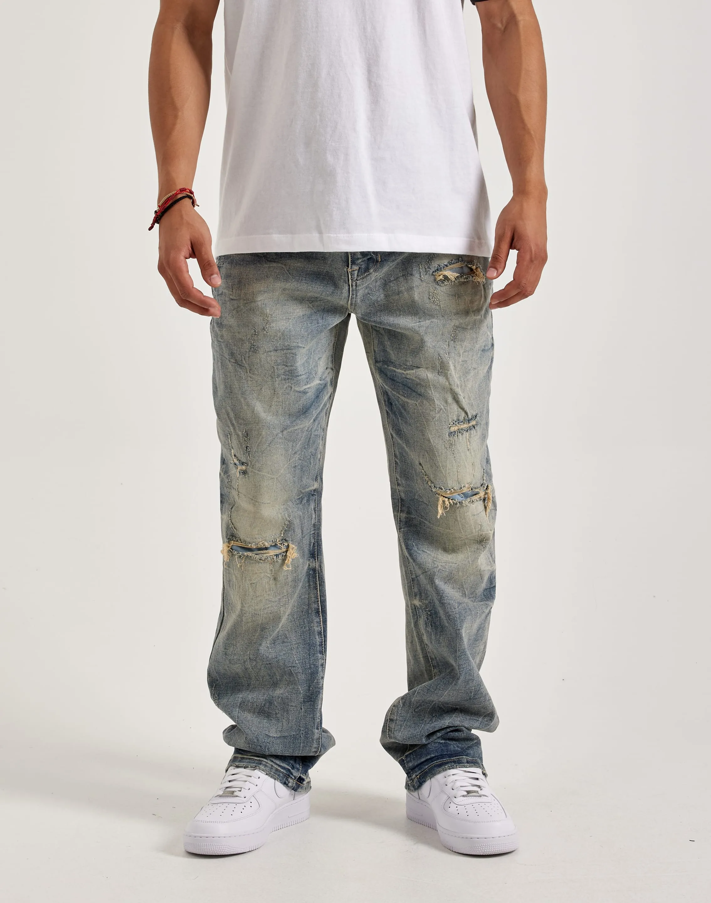 Lace - detailed fashion Smoke Rise Rip & Repair Straight Denim Jeans Patterned fashion (floral, stripes, etc.)