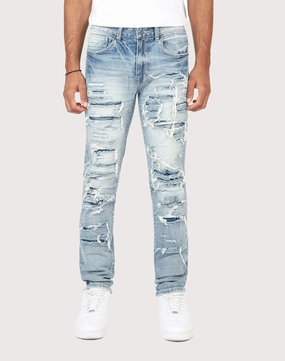 Sustainable fashion practices Grindhouse Ashley Slim Fit Heavy Rip N Repair Denim Jeans Leather - material fashion