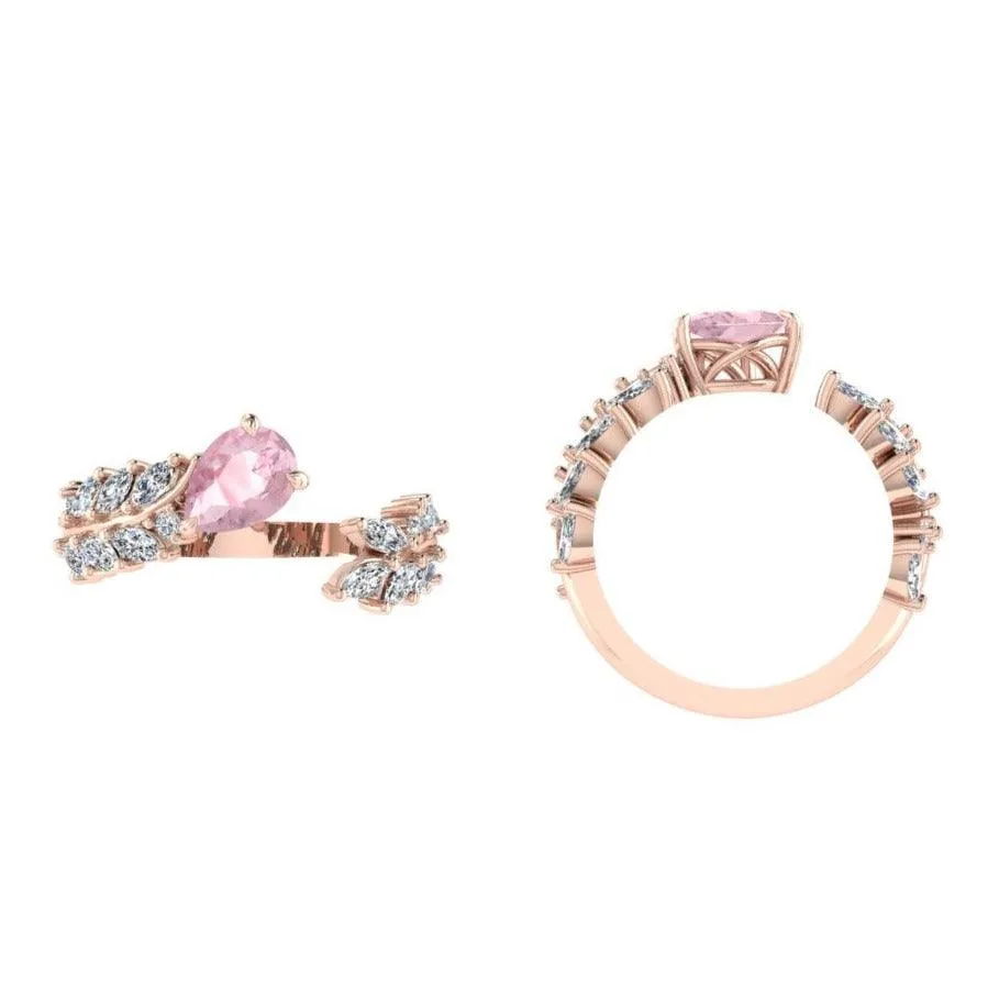 Sweeping Ivy Diamond Ring with Morganite