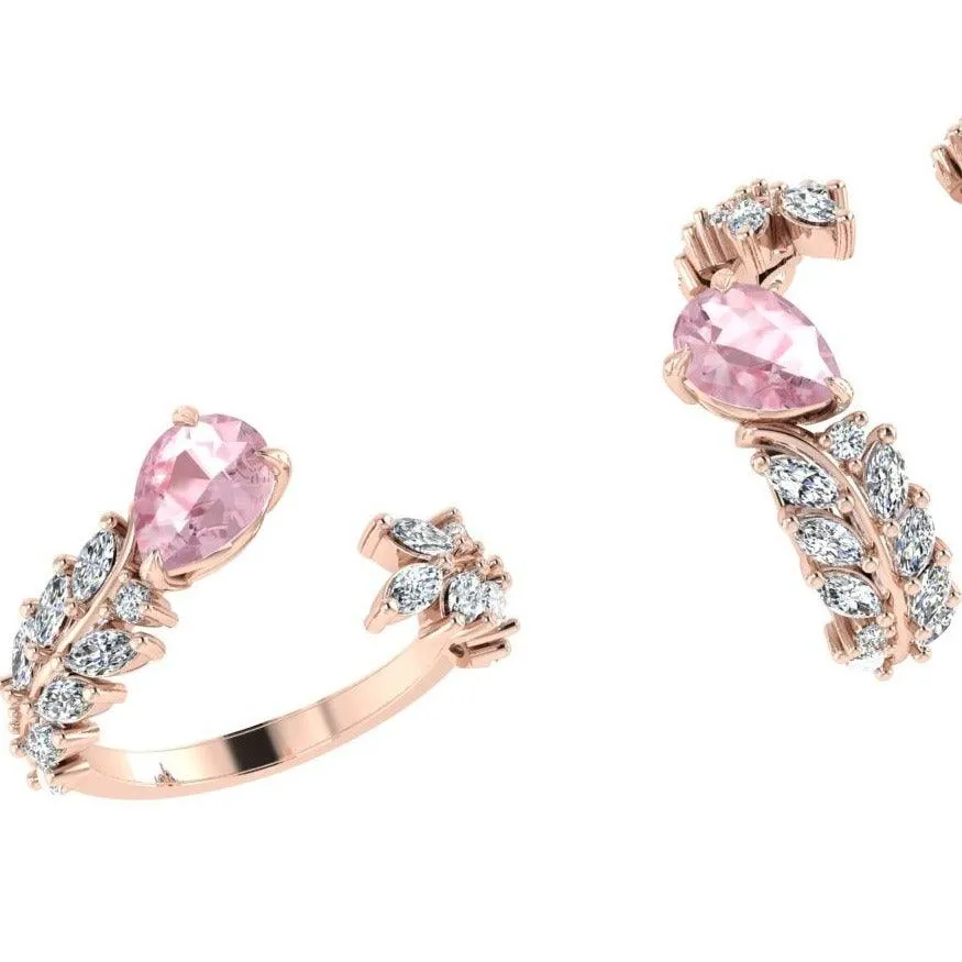 Sweeping Ivy Diamond Ring with Morganite