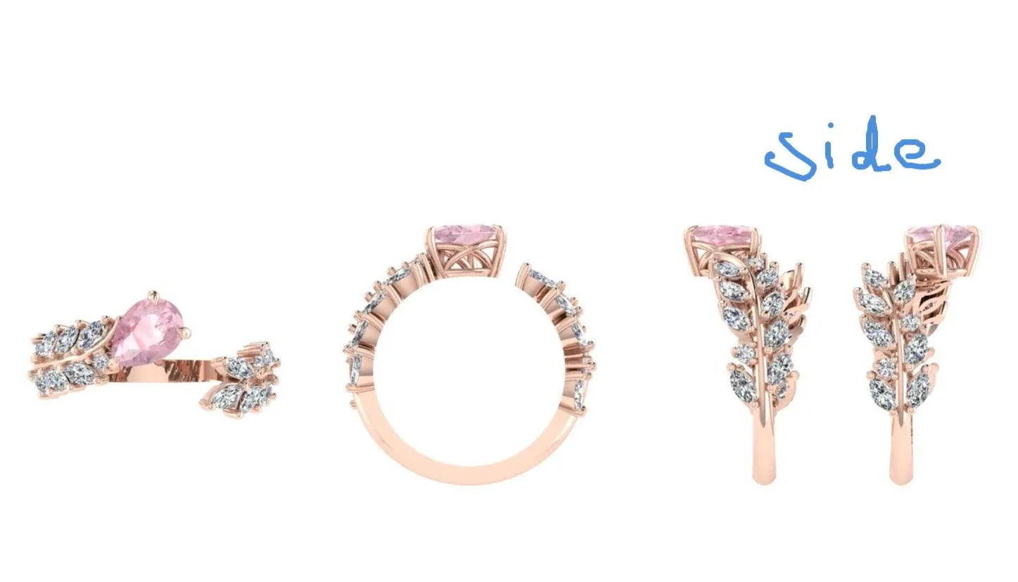 Sweeping Ivy Diamond Ring with Morganite