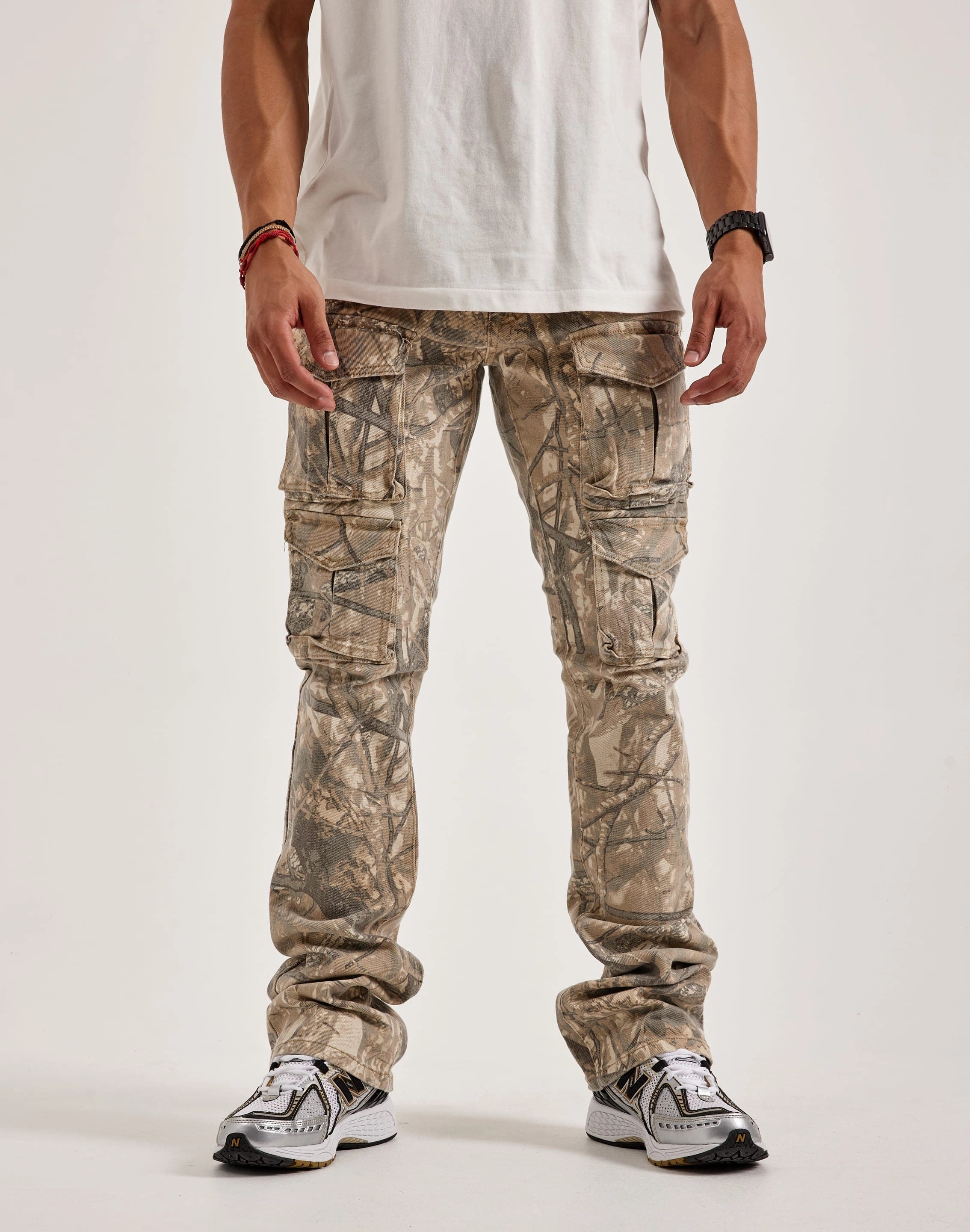 Smoke Rise Utility Stacked Flared Cargo Pants Evening wear Printed fashion