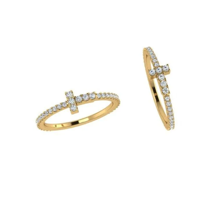 T Diamond Wire Band Ring