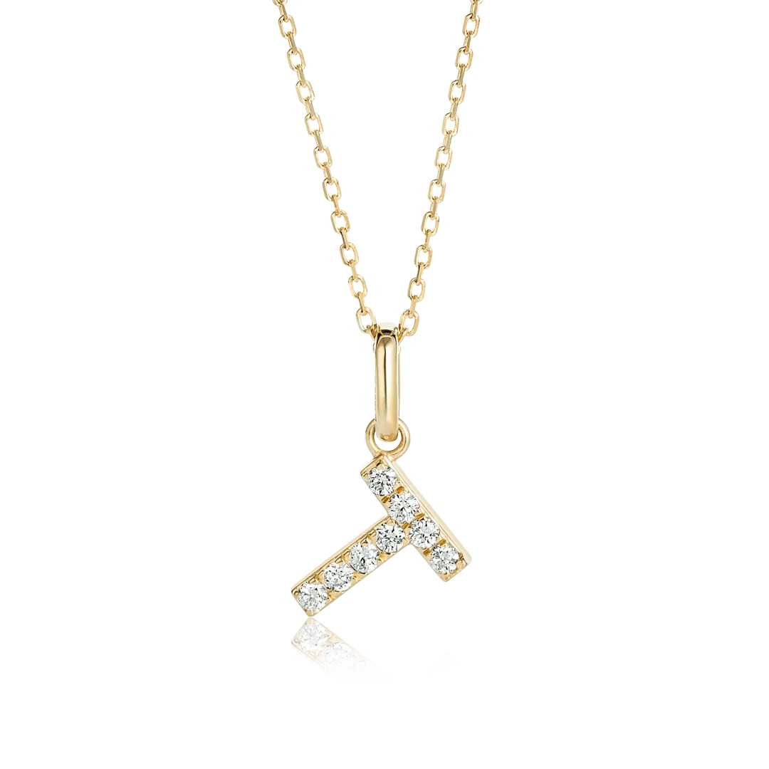 T Letter Pendant Yellow Gold