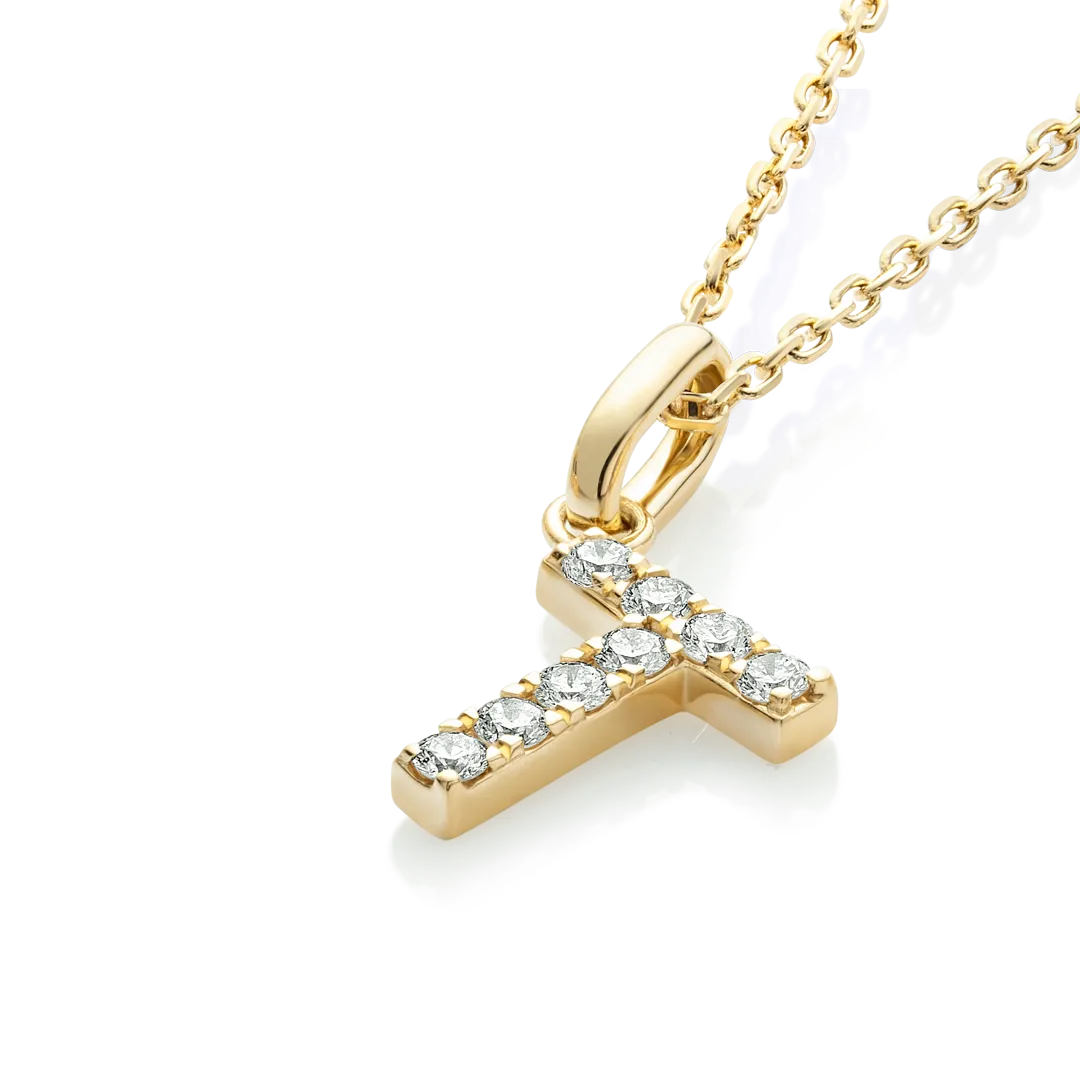 T Letter Pendant Yellow Gold