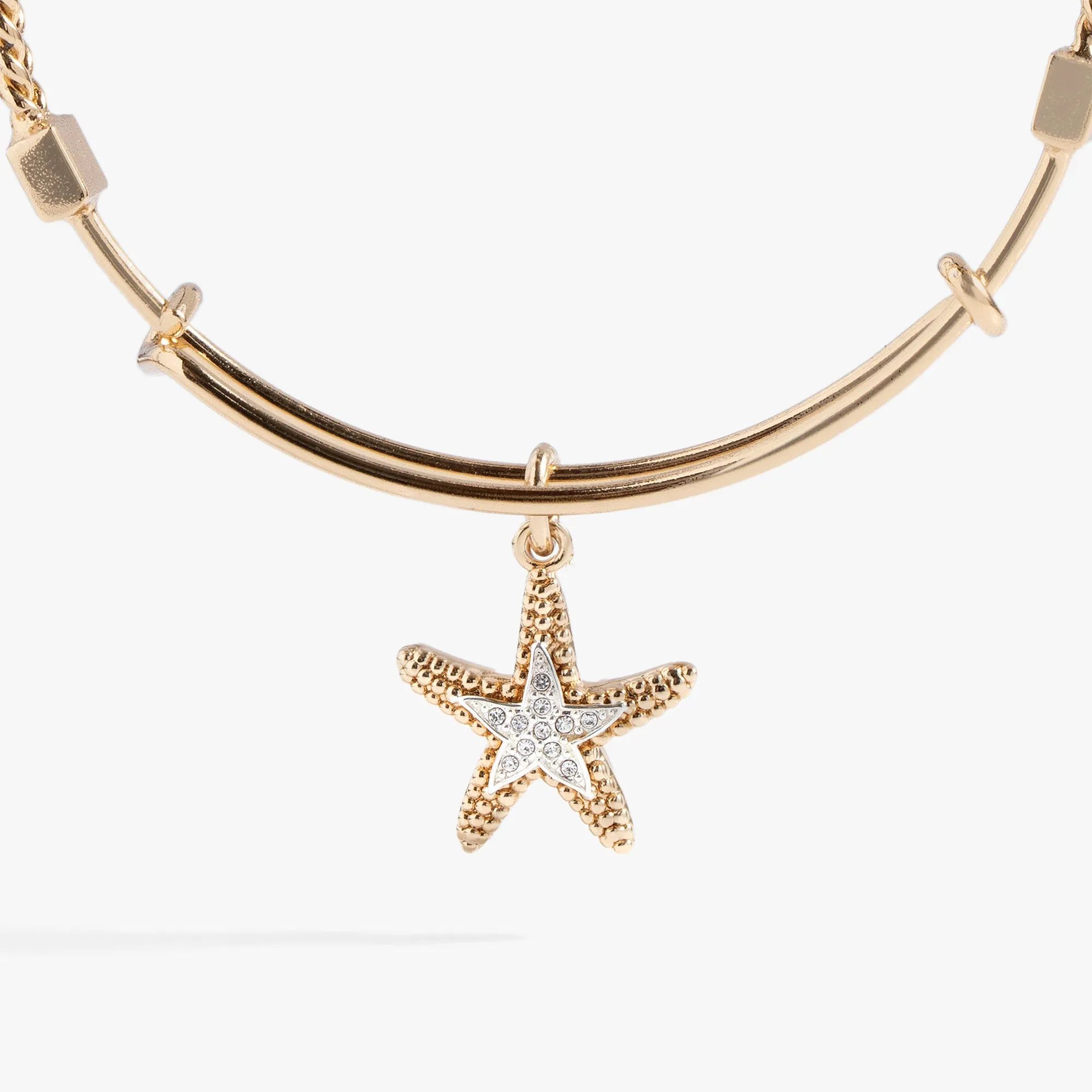 Textured Starfish Charm Bangle
