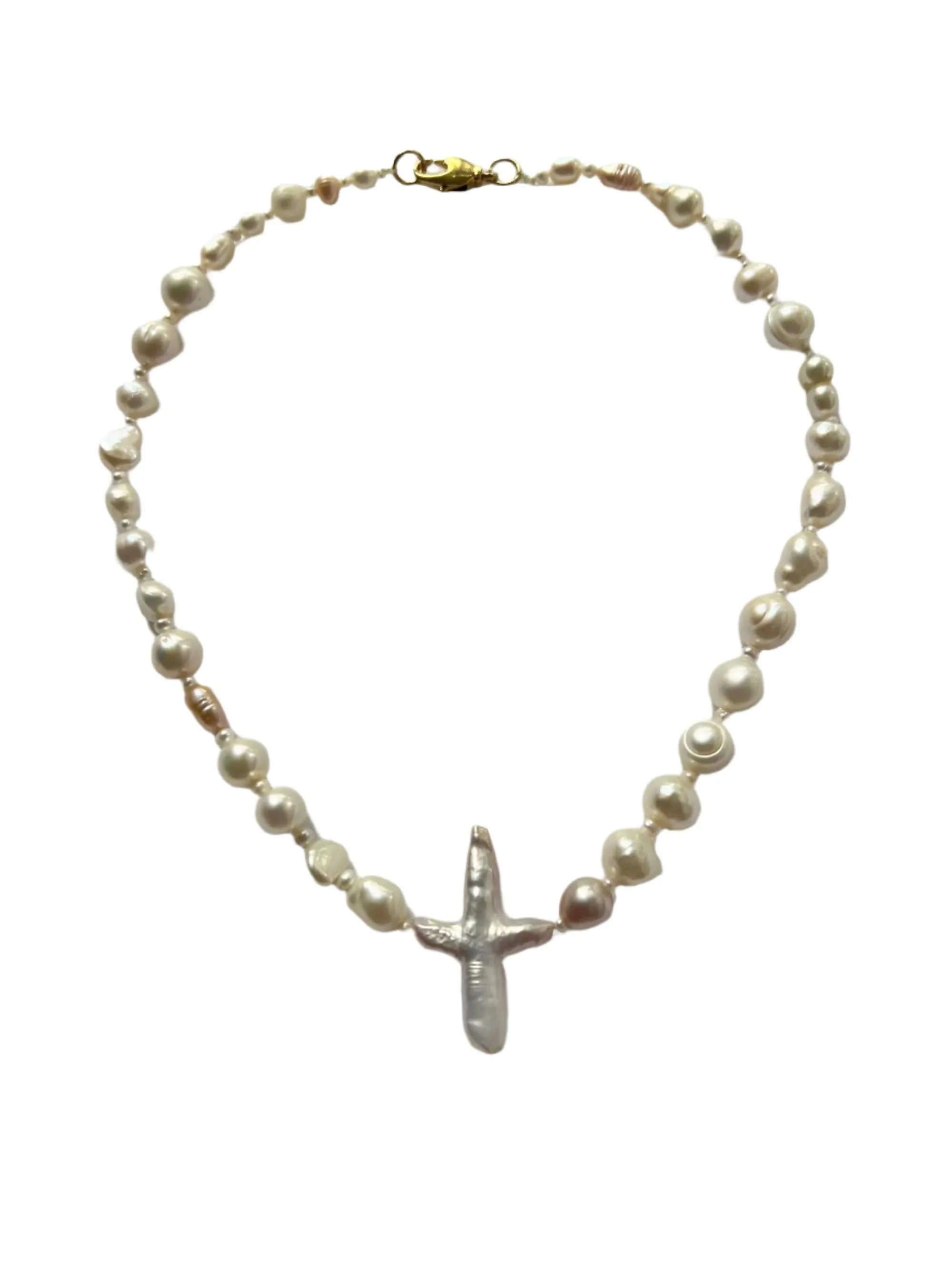 The Full Pearl Cross Necklace