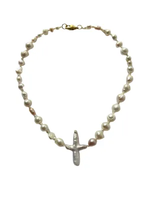 The Full Pearl Cross Necklace