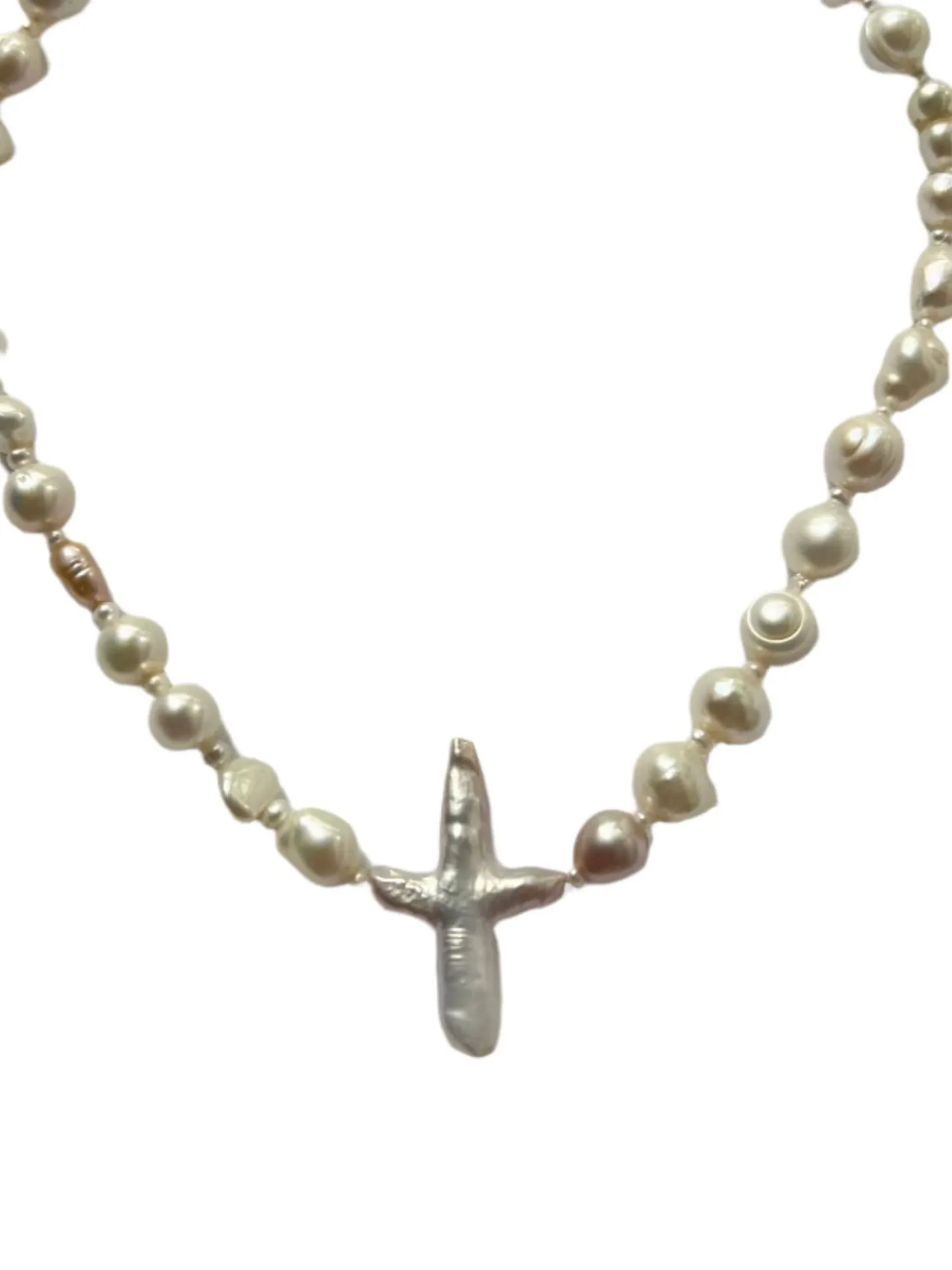 The Full Pearl Cross Necklace