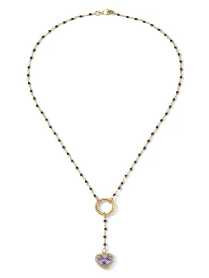 The Mini Cherry Heart Rosary Purple