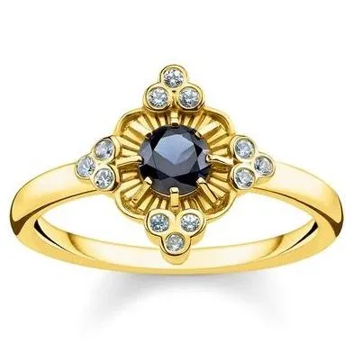 Thomas Sabo Glam And Soul Yellow Gold Black Zirconia Royalty Ring D