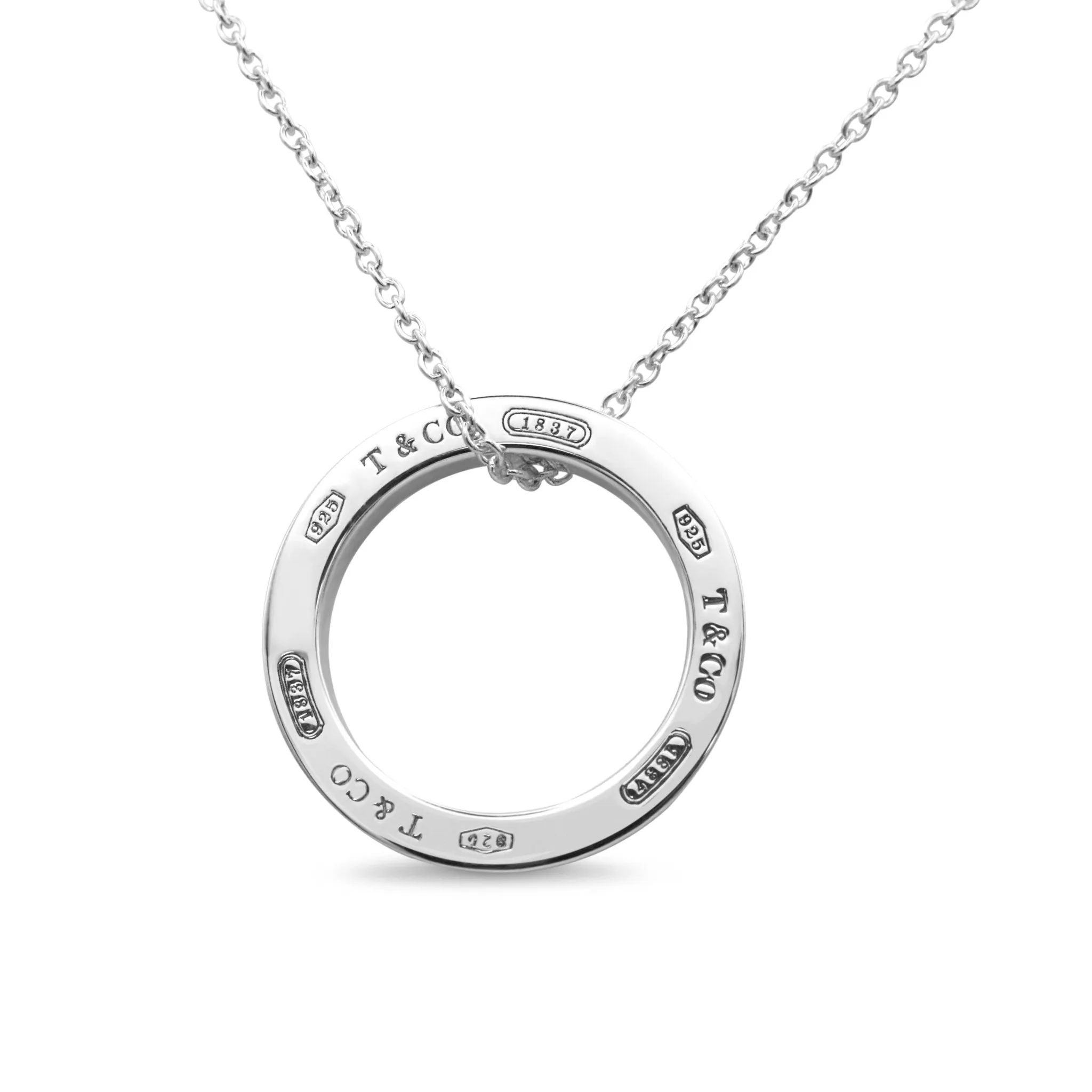 Tiffany 1837 Circle Medium Pendant  On Necklace - Sterling Silver