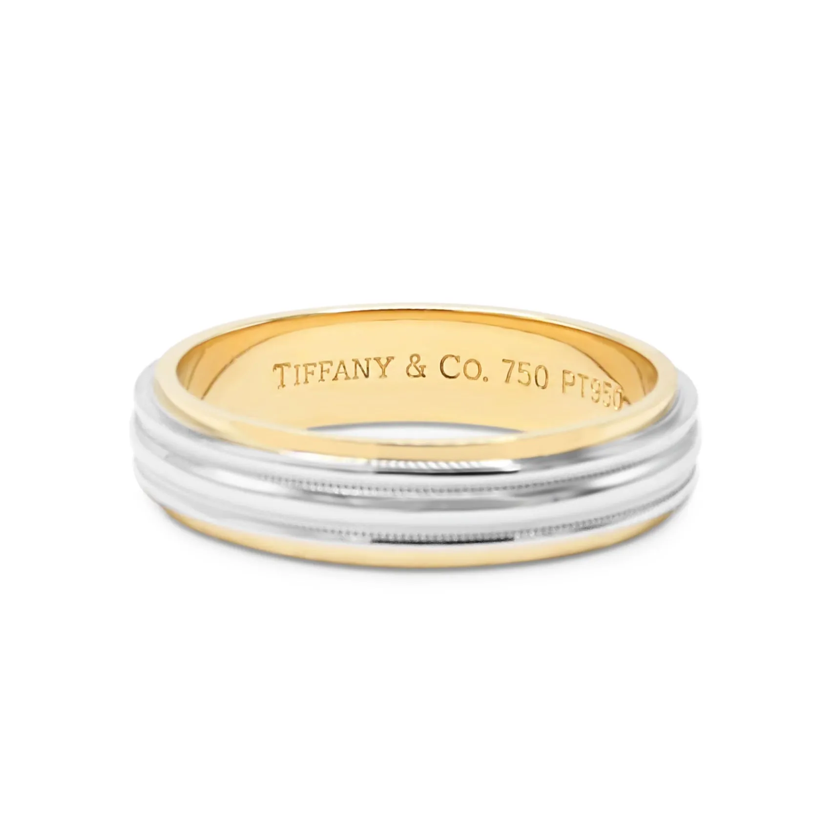 Tiffany 6mm Band Ring - 18ct Yellow Gold & Platinum