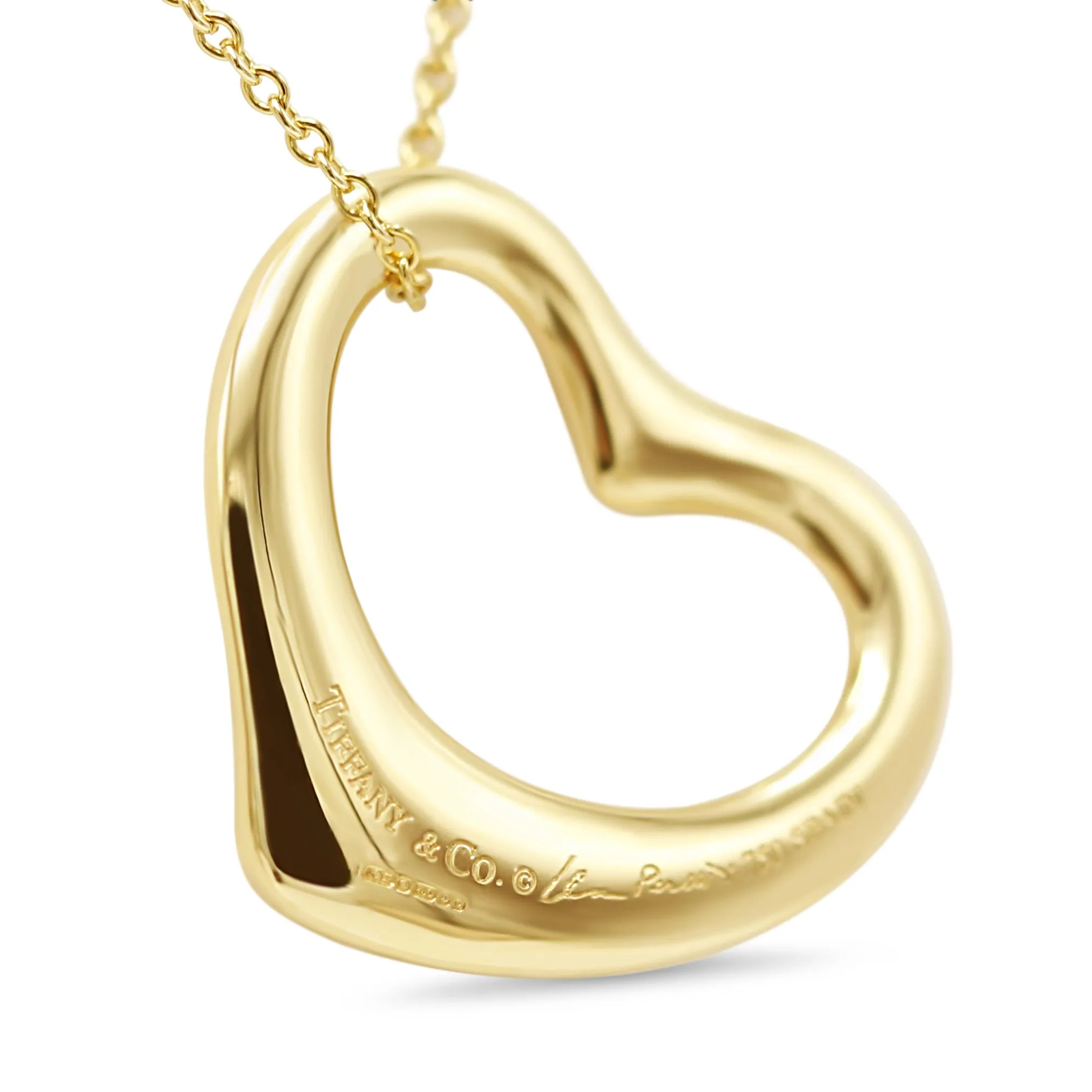 Tiffany & Co. 18ct Open Heart Pendant On Necklace by Elsa Peretti