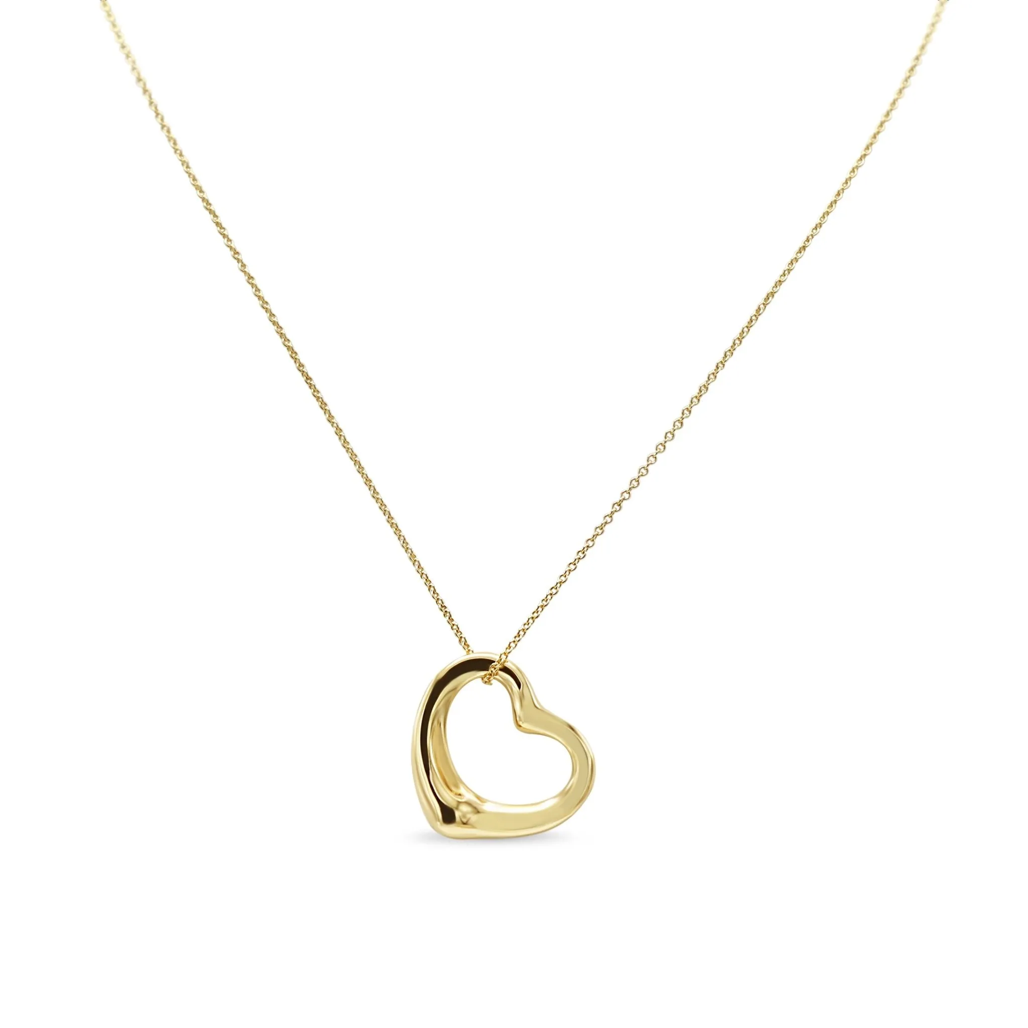 Tiffany & Co. 18ct Open Heart Pendant On Necklace by Elsa Peretti