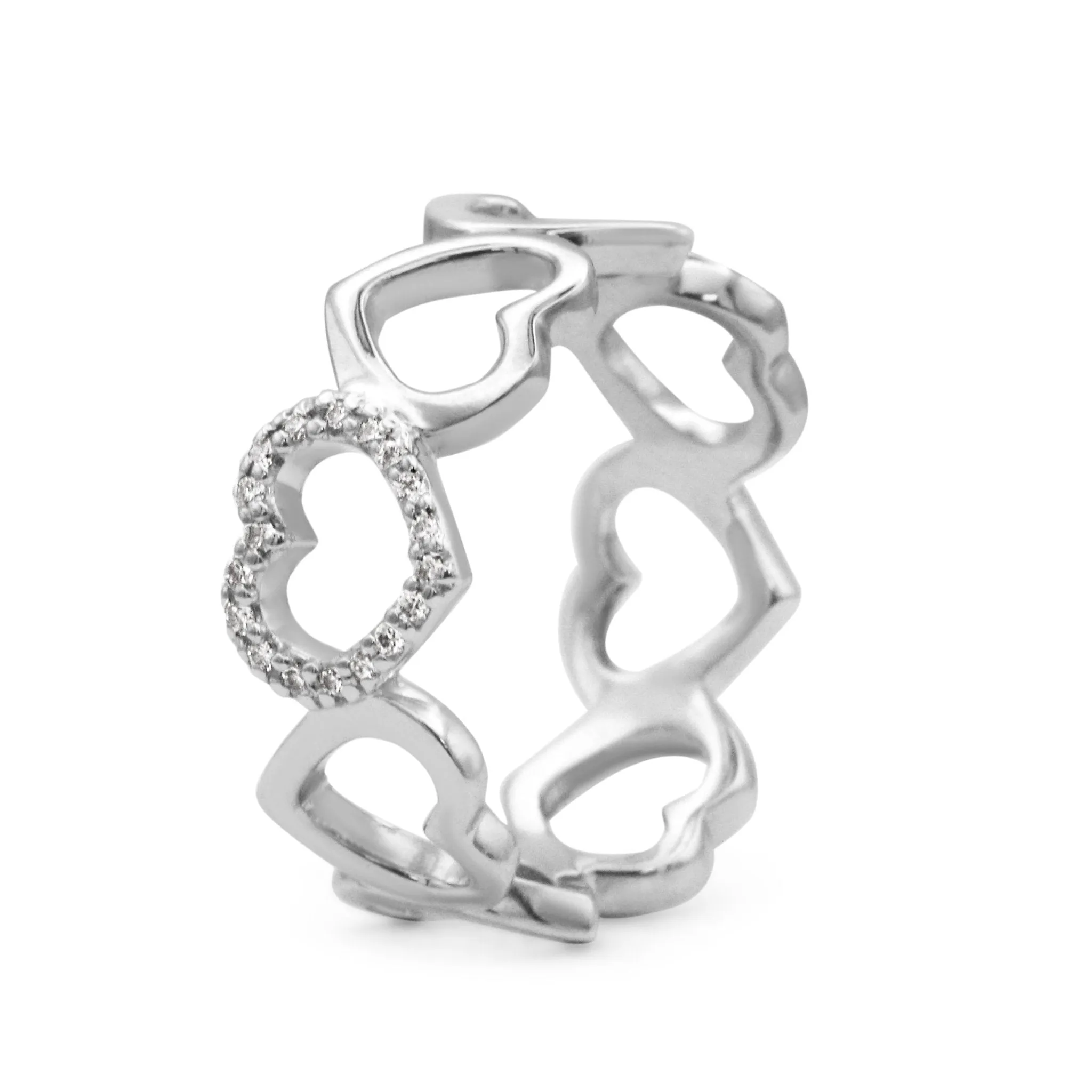 Tiffany & Co Diamond Open Loving Heart Ring - 18ct White Gold