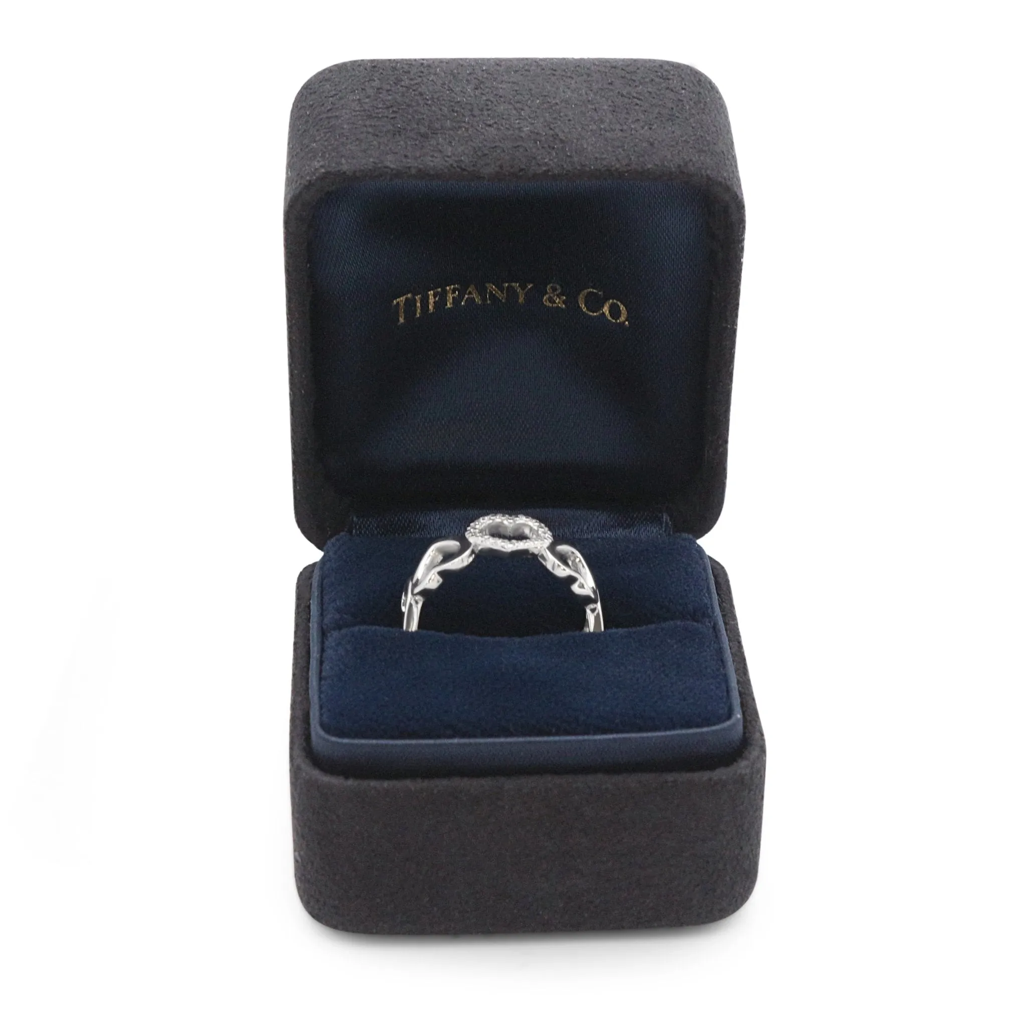 Tiffany & Co Diamond Open Loving Heart Ring - 18ct White Gold