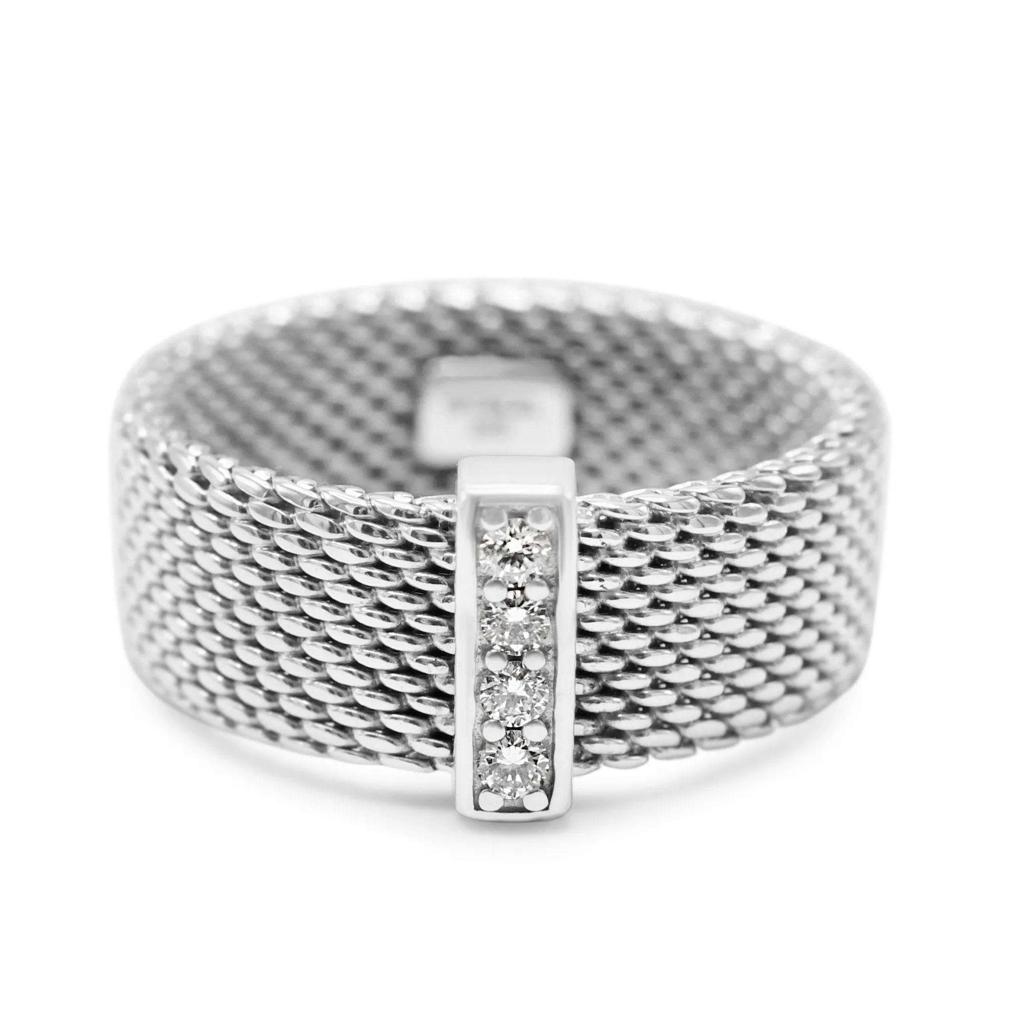 Tiffany & Co Somerset Diamond Mesh Ring -  Sterling Silver