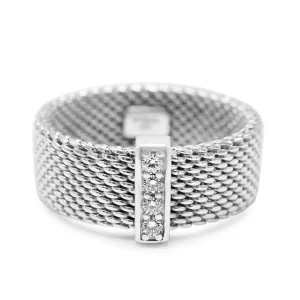 Tiffany & Co Somerset Diamond Mesh Ring -  Sterling Silver