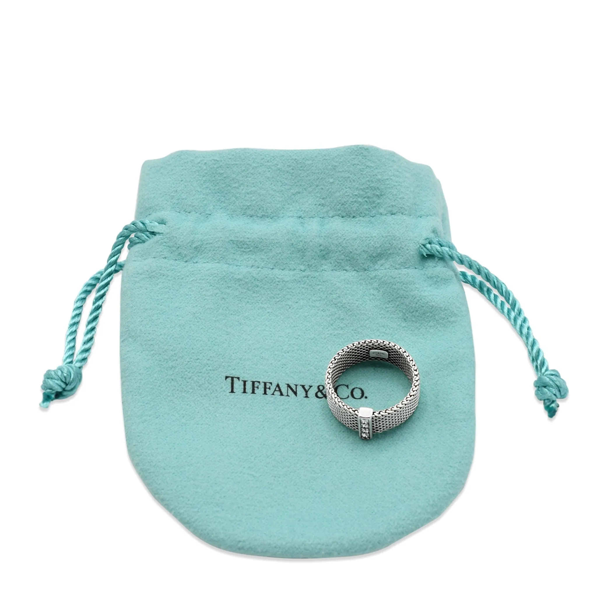 Tiffany & Co Somerset Diamond Mesh Ring -  Sterling Silver