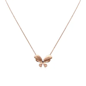 Tiffany Butterfly Pendant Necklace - 18ct Rose Gold & Sterling Silver