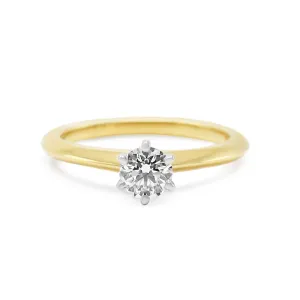 Tiffany Certificated Solitaire Diamond Ring - 18ct Yellow Gold