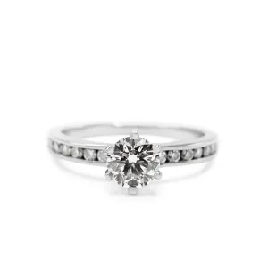 Tiffany Certificated Solitaire Diamond Ring, Diamond Shoulders