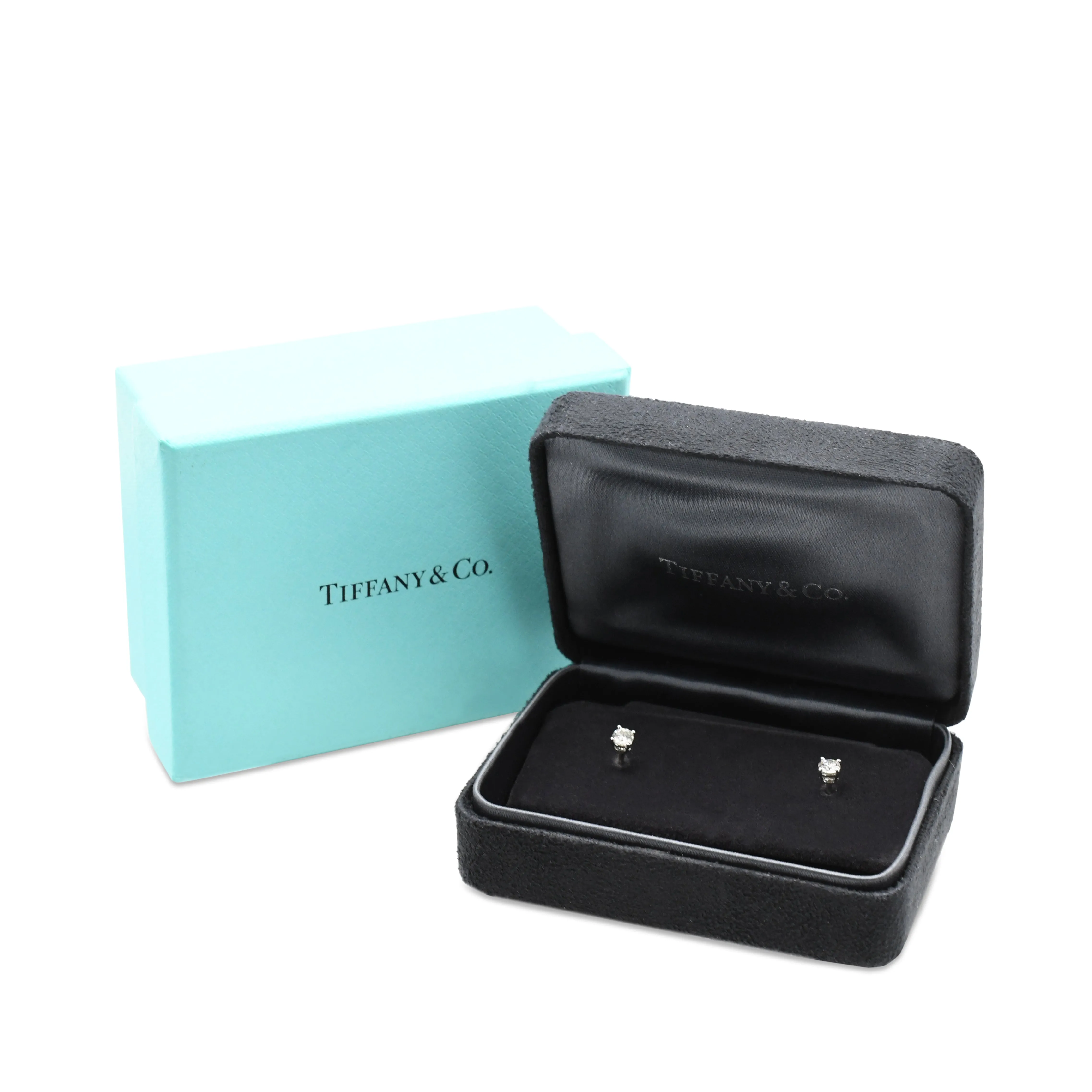 Tiffany Certificated Solitaire Diamond Stud Earrings - Platinum