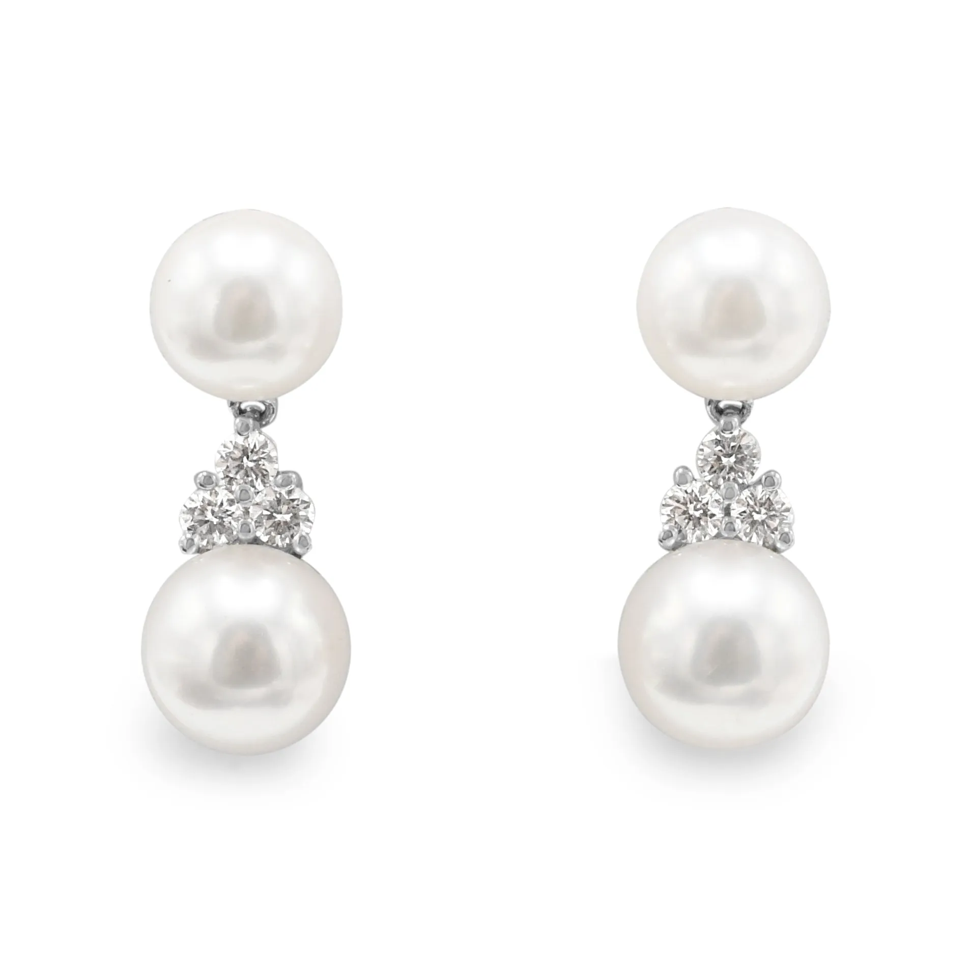 Tiffany Cultured Pearl And Diamond Drop Earrings - Platinum
