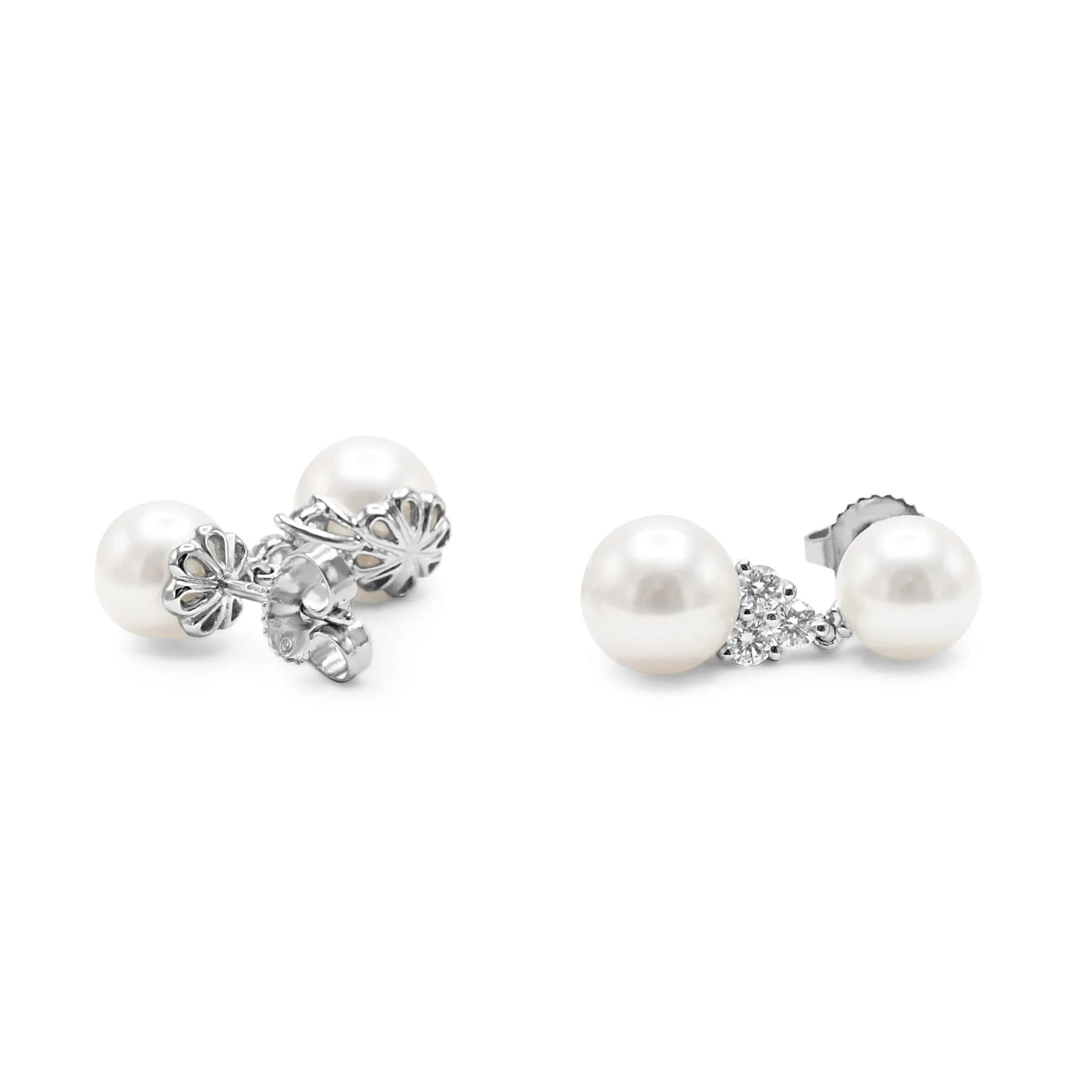 Tiffany Cultured Pearl And Diamond Drop Earrings - Platinum