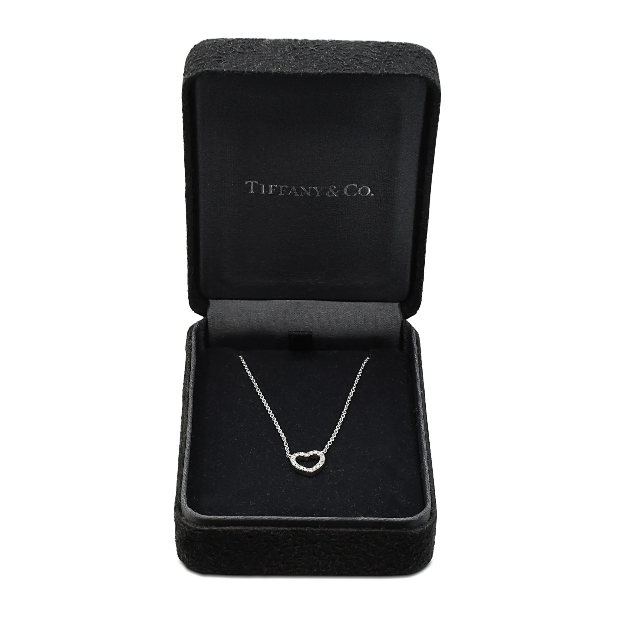 Tiffany Diamond Set Mini Metro Heart Pendant Necklace - 18ct White Gold