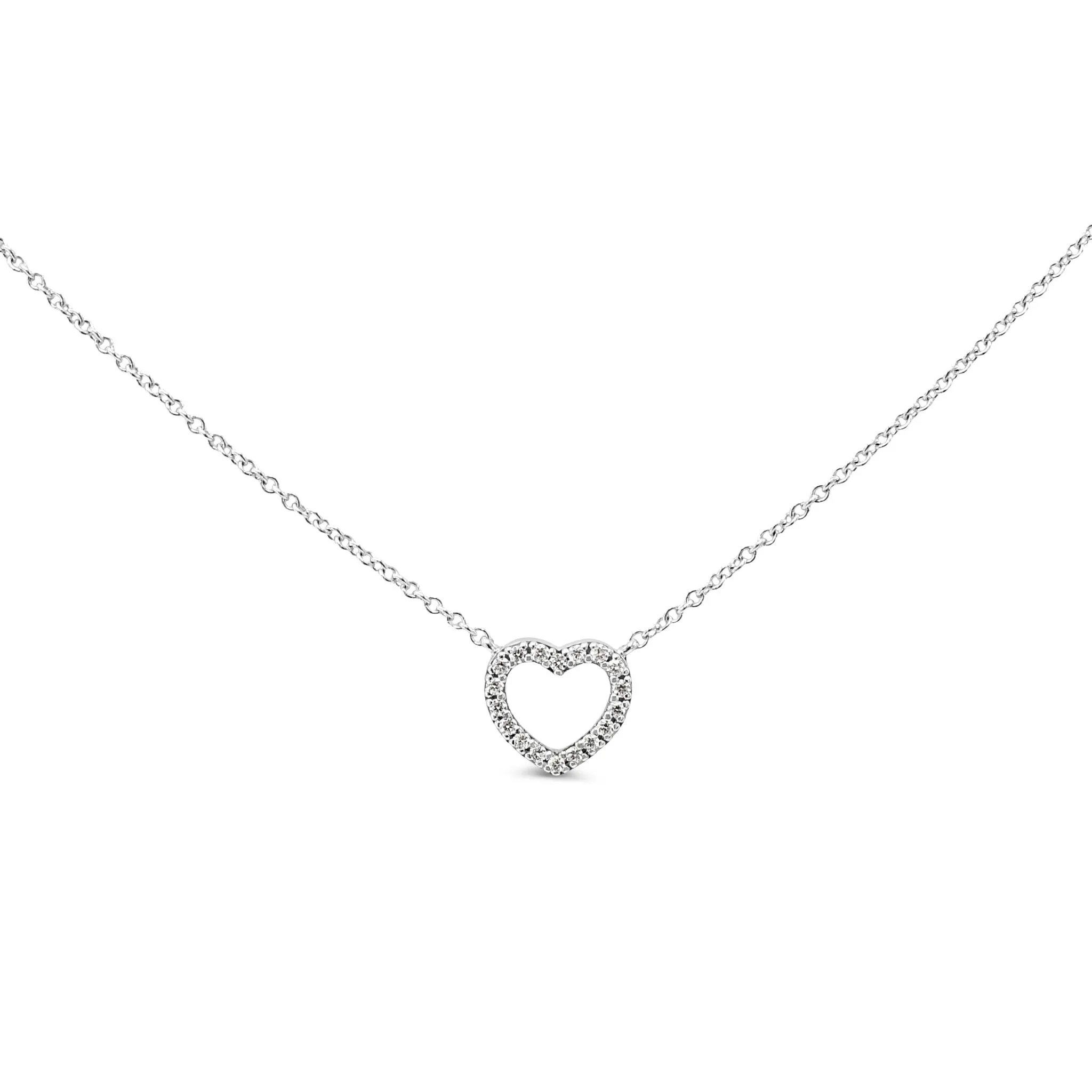 Tiffany Diamond Set Mini Metro Heart Pendant Necklace - 18ct White Gold