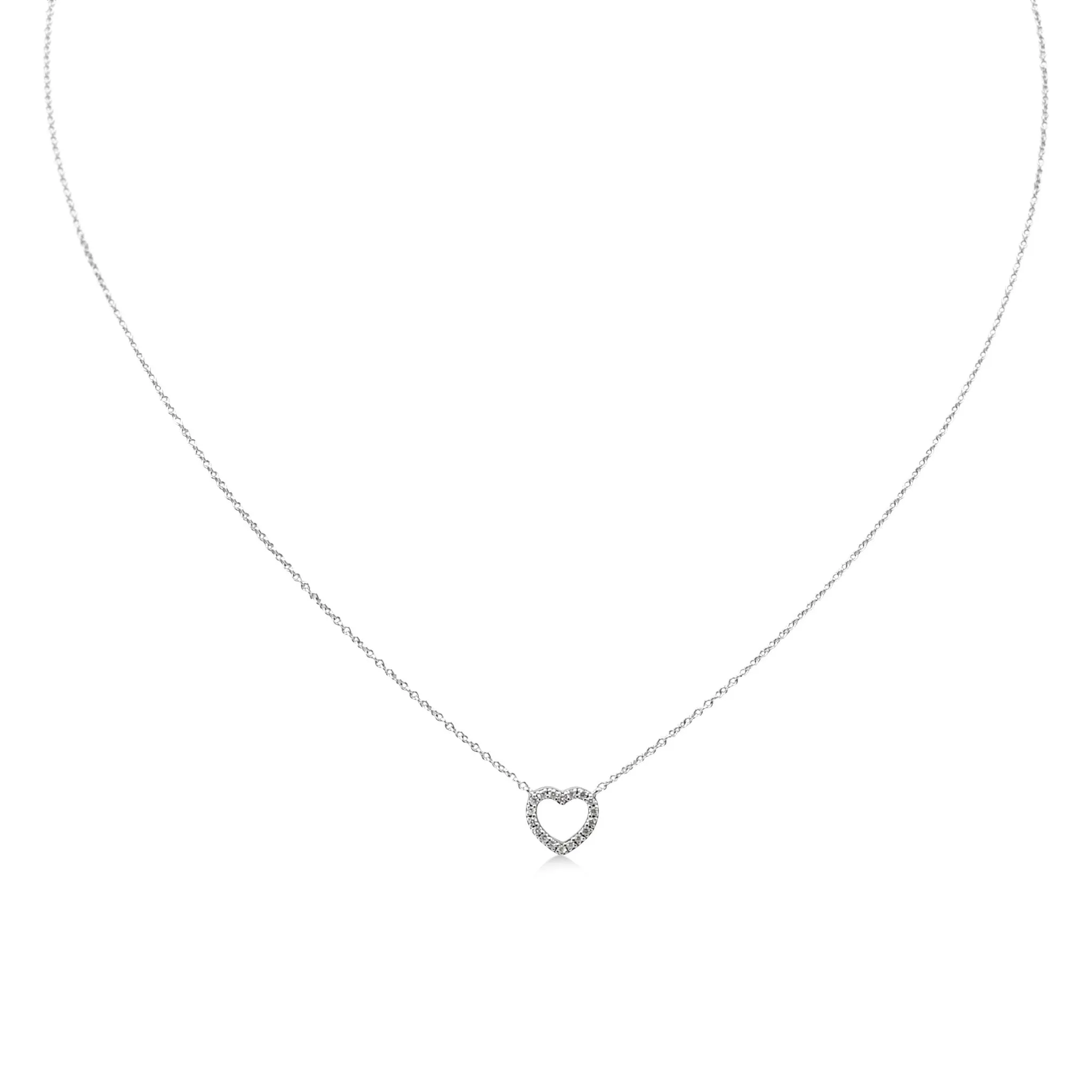 Tiffany Diamond Set Mini Metro Heart Pendant Necklace - 18ct White Gold